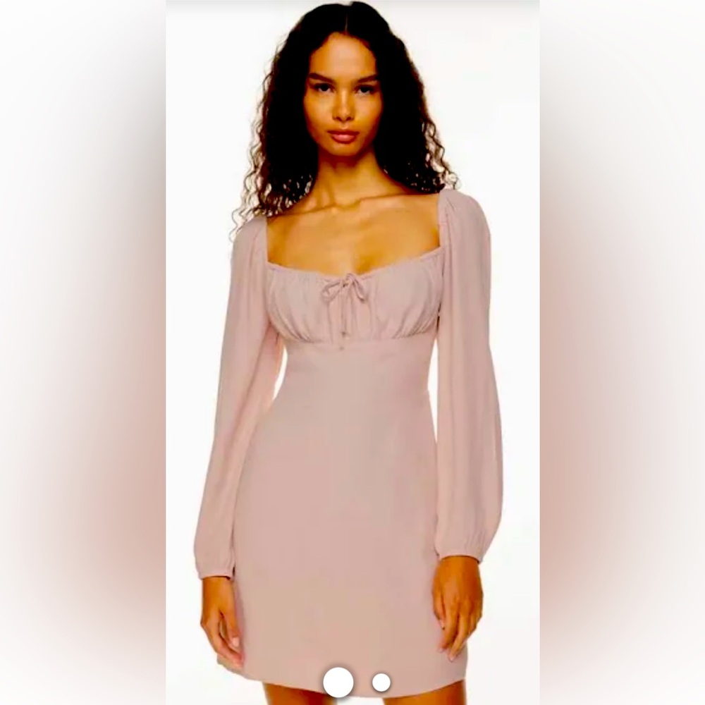 NWT Aritzia Sunday Best Delilah Long Sleeve Mini Dress Blush Pink Size L
